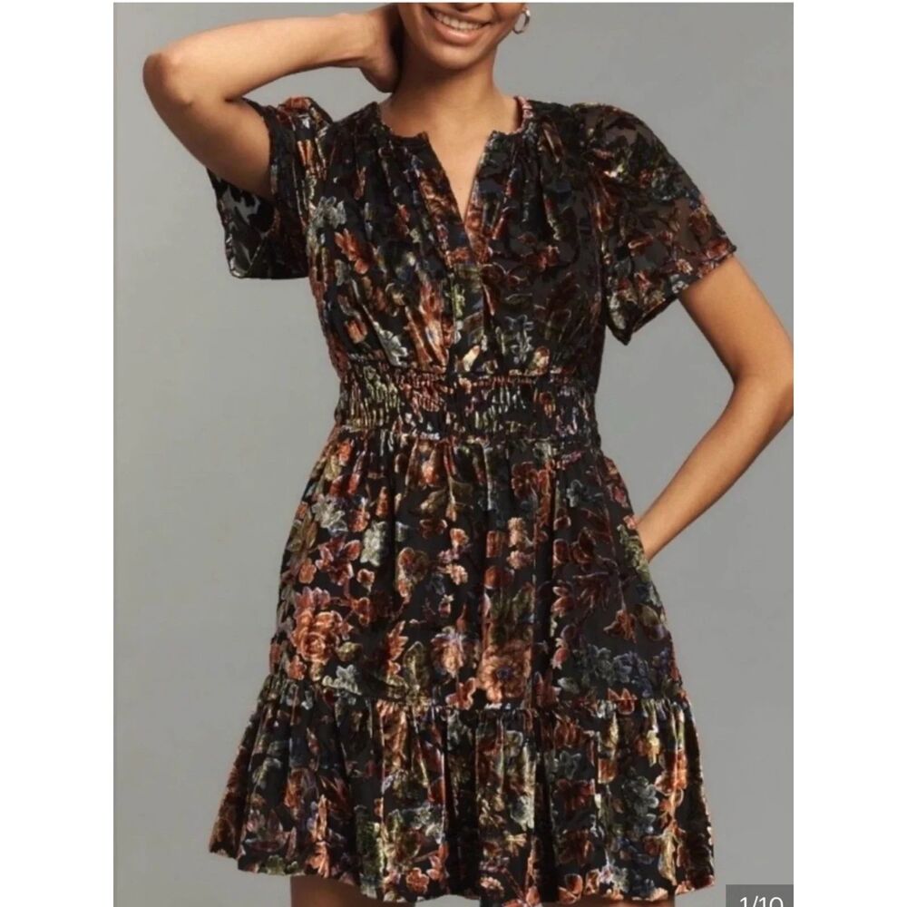 Anthropologie Somerset Velvet Mini Dress M